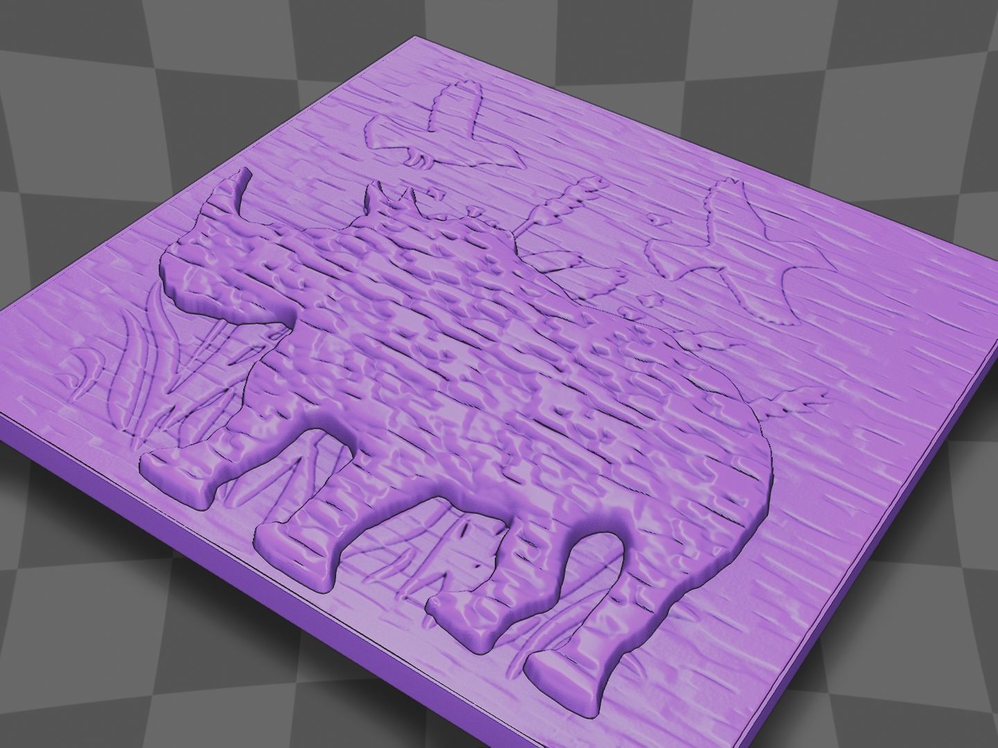 Rhinoceros in lake for CNC and 3D printing 3D print model_7