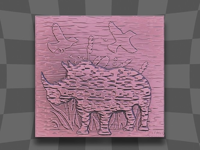 Rhinoceros in lake for CNC and 3D printing 3D print model
