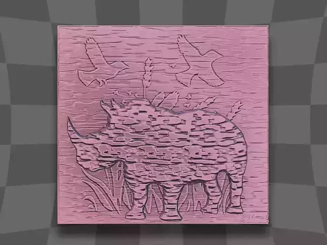 Rhinoceros in lake for CNC and 3D printing