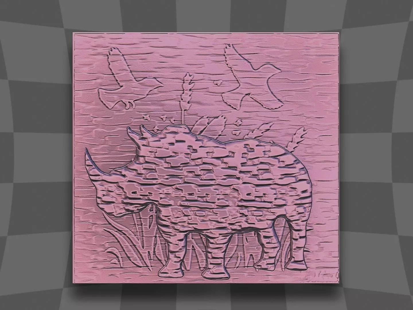 Rhinoceros in lake for CNC and 3D printing 3D print model_0