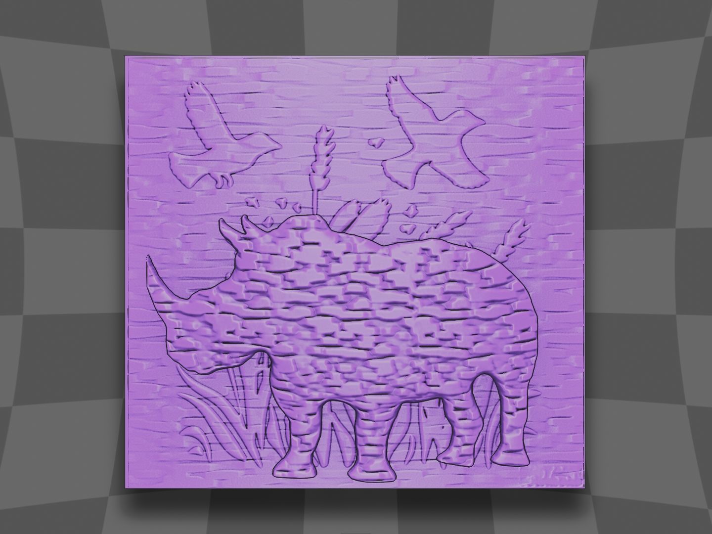 Rhinoceros in lake for CNC and 3D printing 3D print model_2