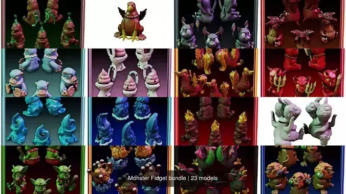 Monster Fidget bundle 3D Model Collection