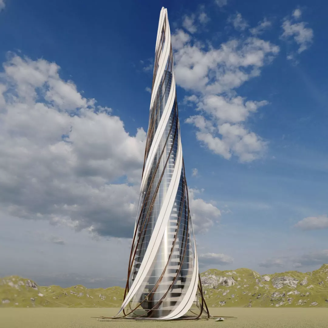 Future building Tower City 2 3D model_0