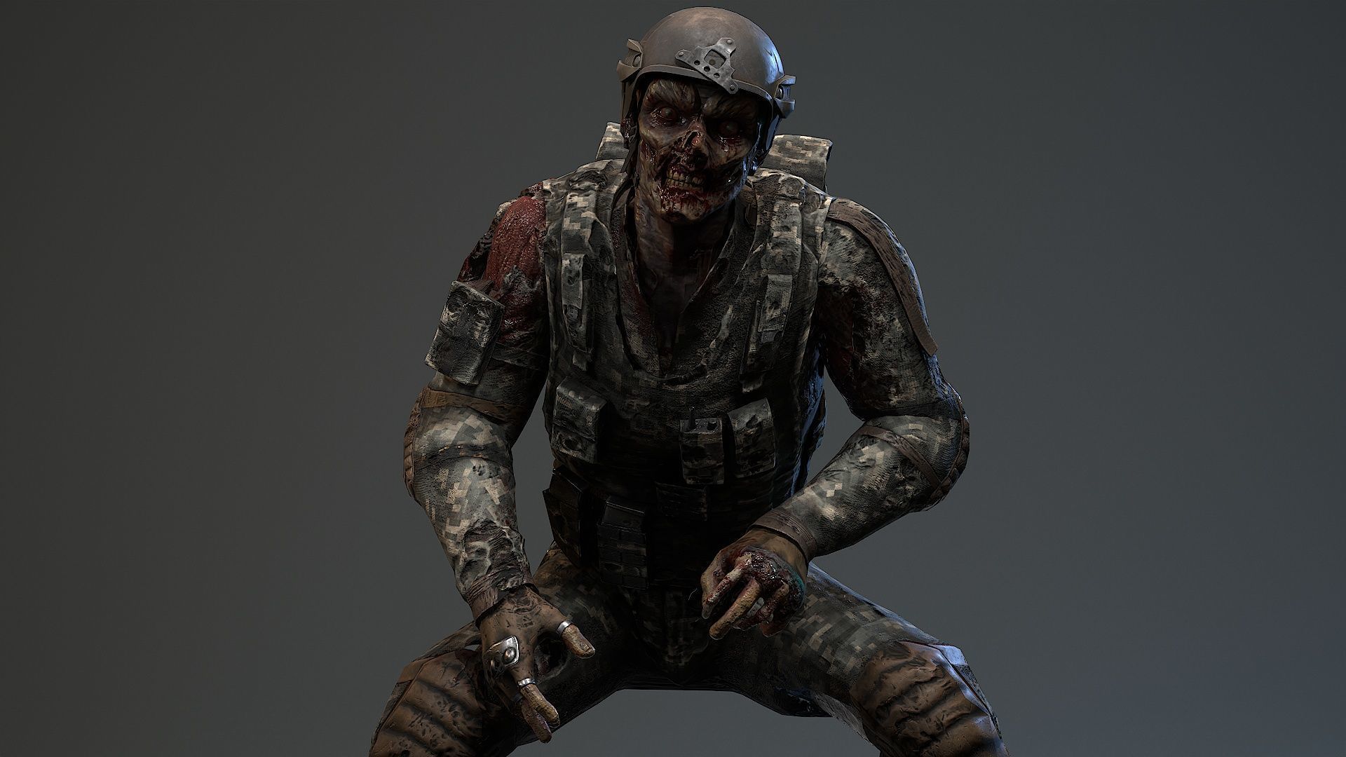 Military zombie set2 Low-poly 3D model_3