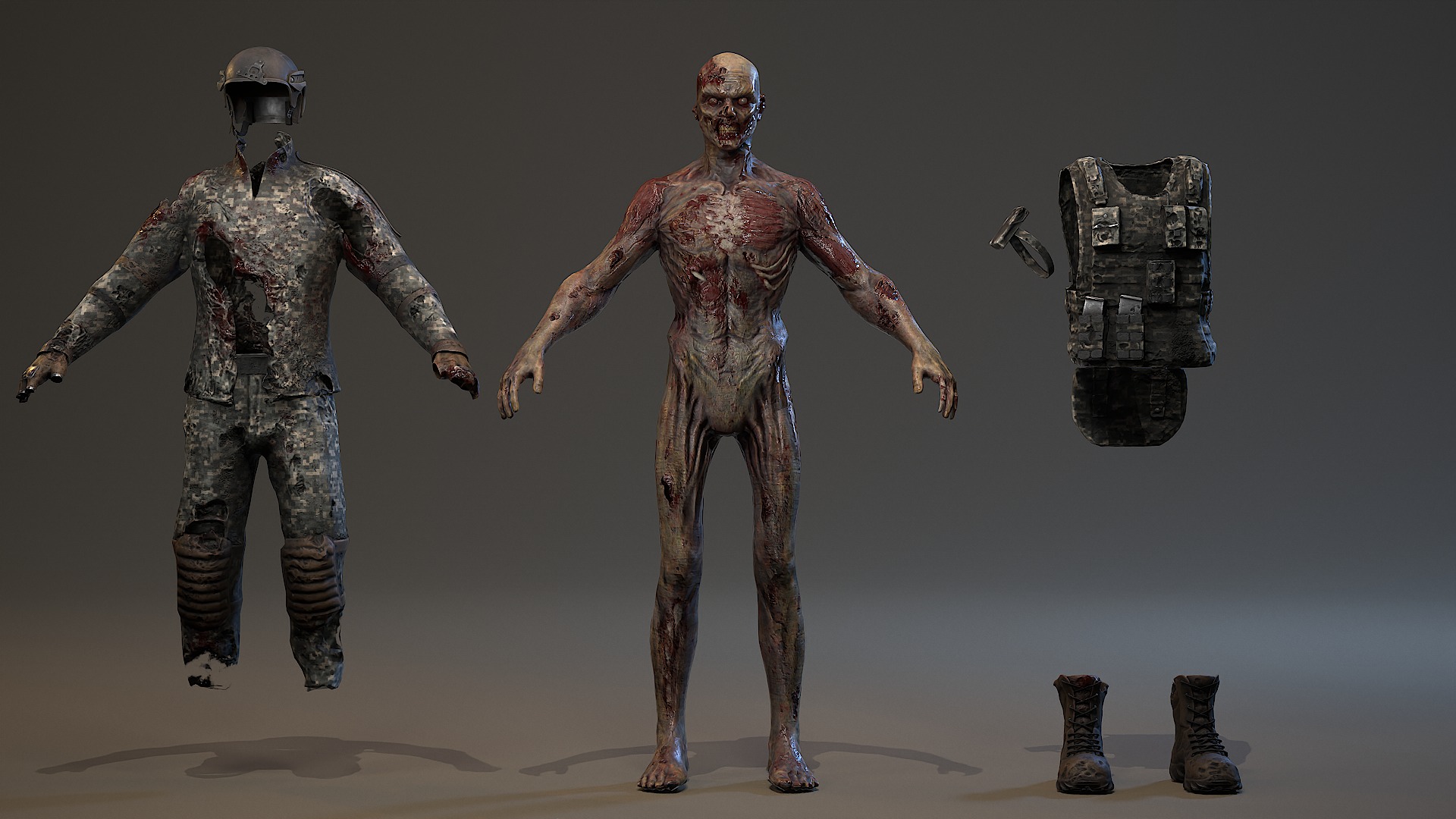 Military zombie set2 Low-poly 3D model_15