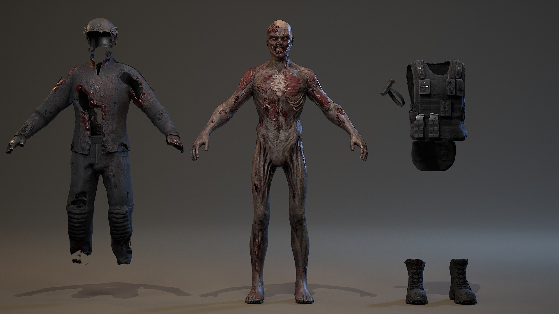 Military zombie set2 Low-poly 3D model_13