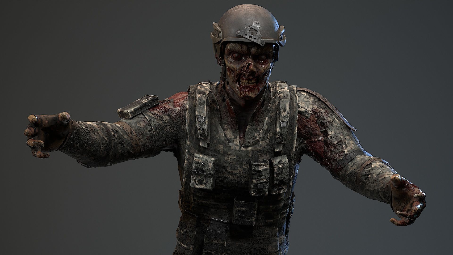 Military zombie set2 Low-poly 3D model_2