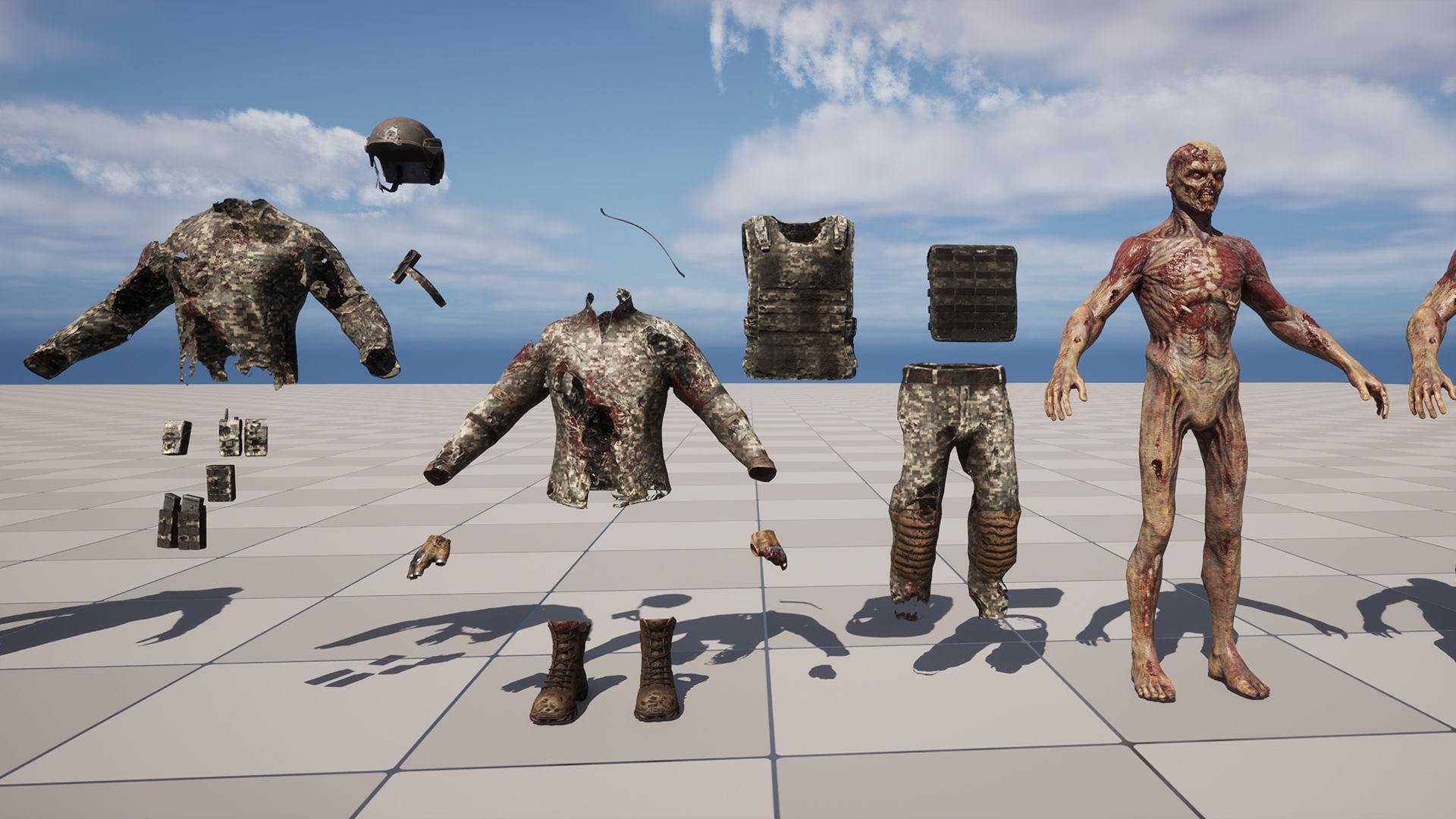 Military zombie set2 Low-poly 3D model_21