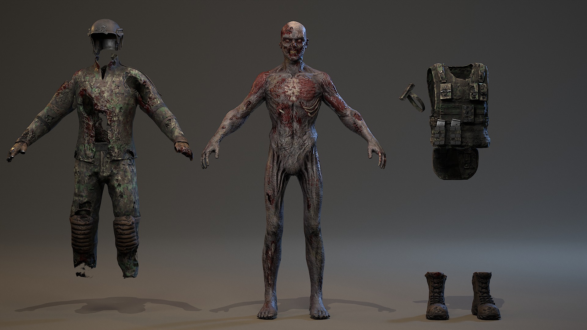 Military zombie set2 Low-poly 3D model_16