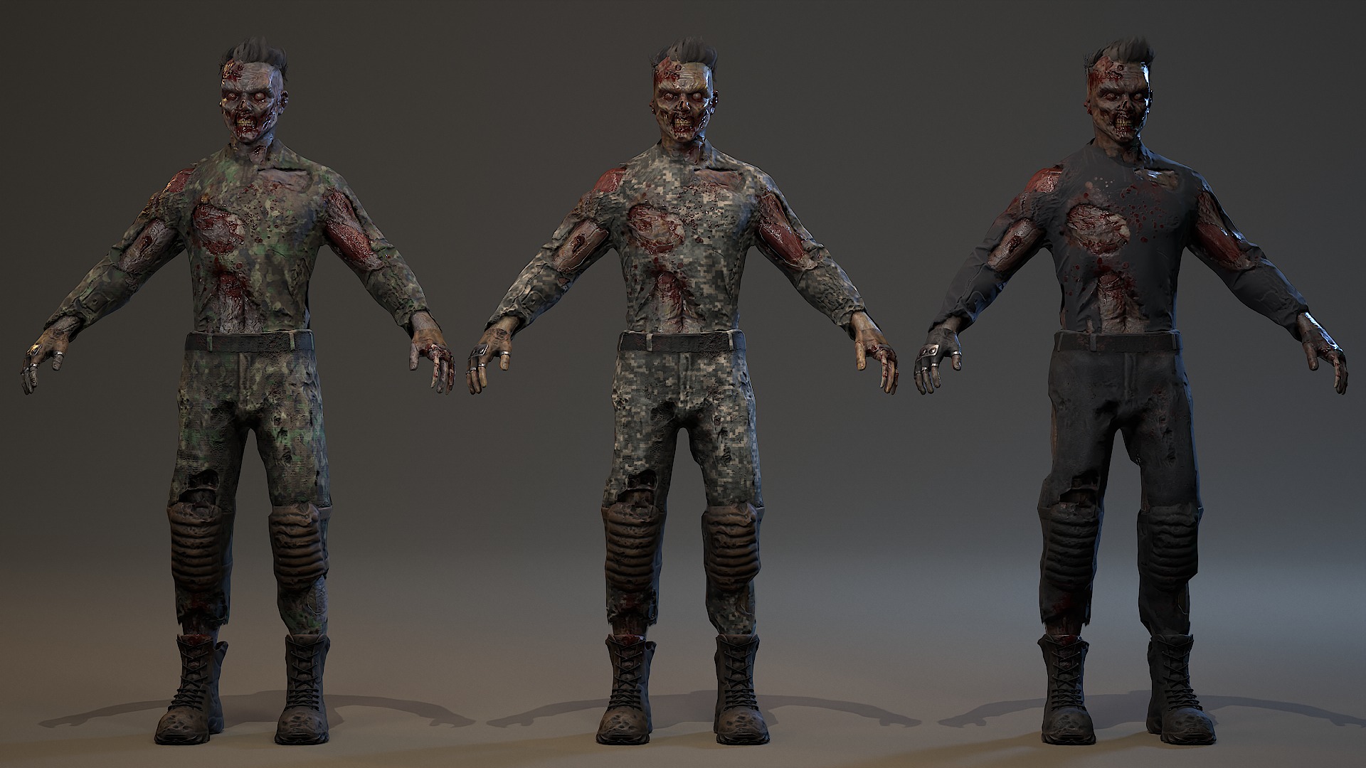 Military zombie set2 Low-poly 3D model_14