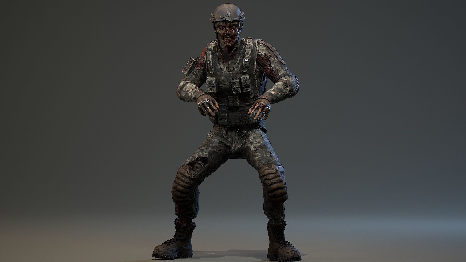 Military zombie set2 Low-poly 3D model_11