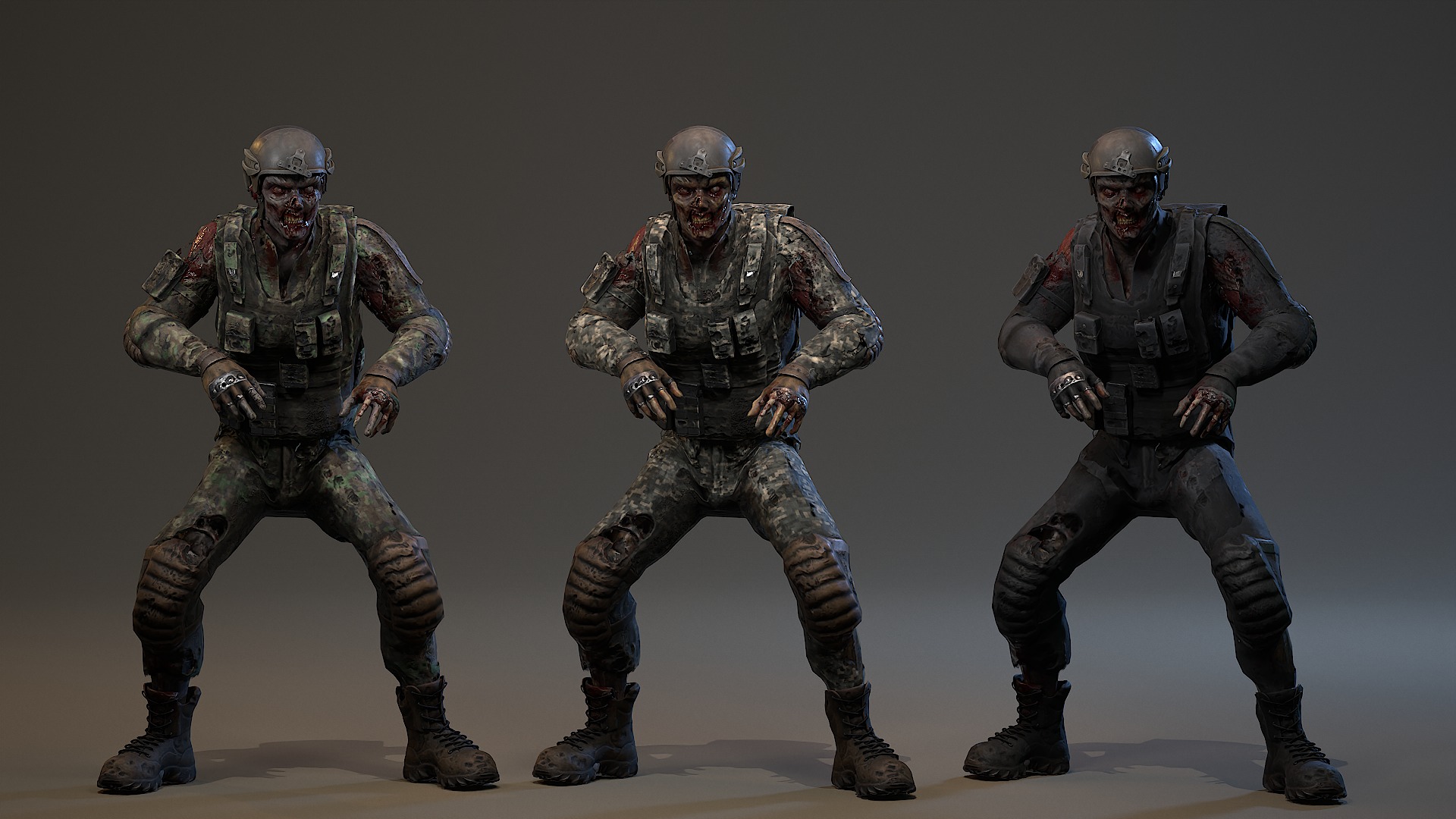 Military zombie set2 Low-poly 3D model_12