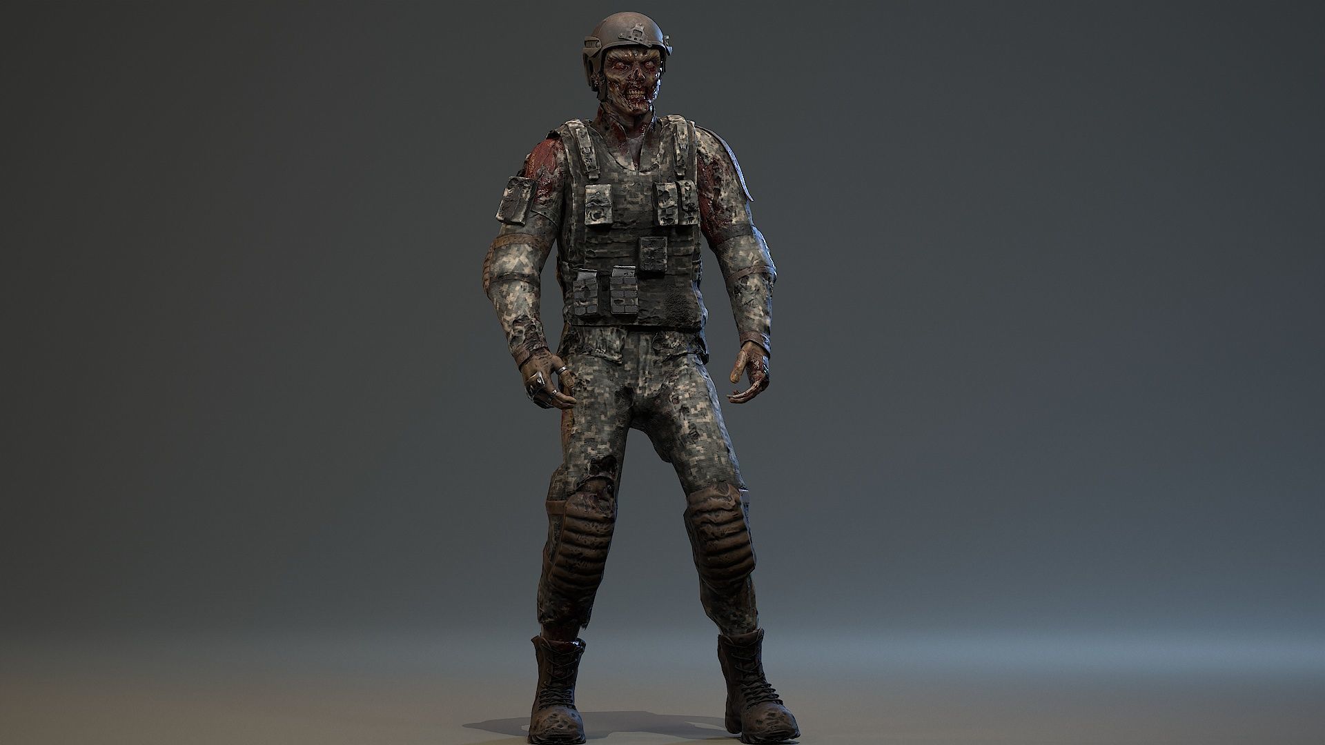 Military zombie set2 Low-poly 3D model_10