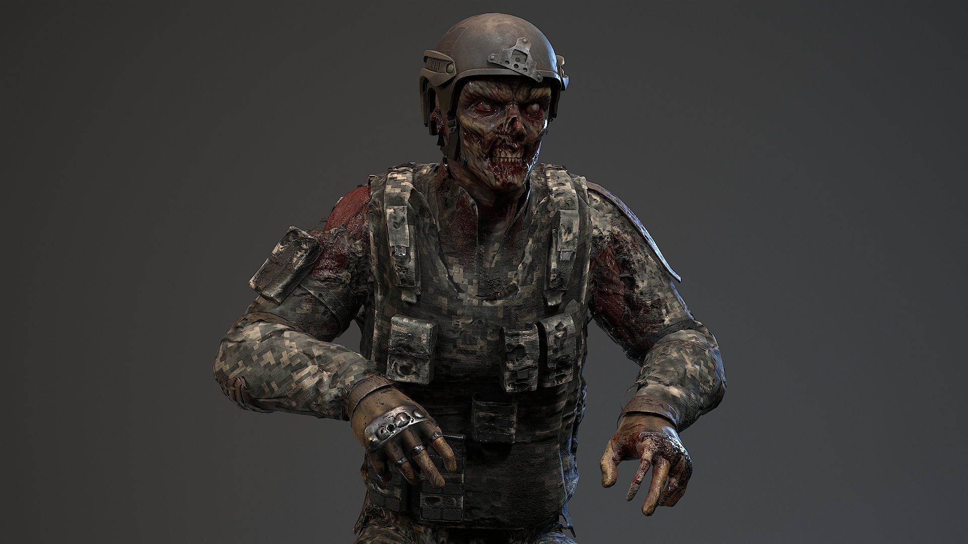 Military zombie set2 Low-poly 3D model_5