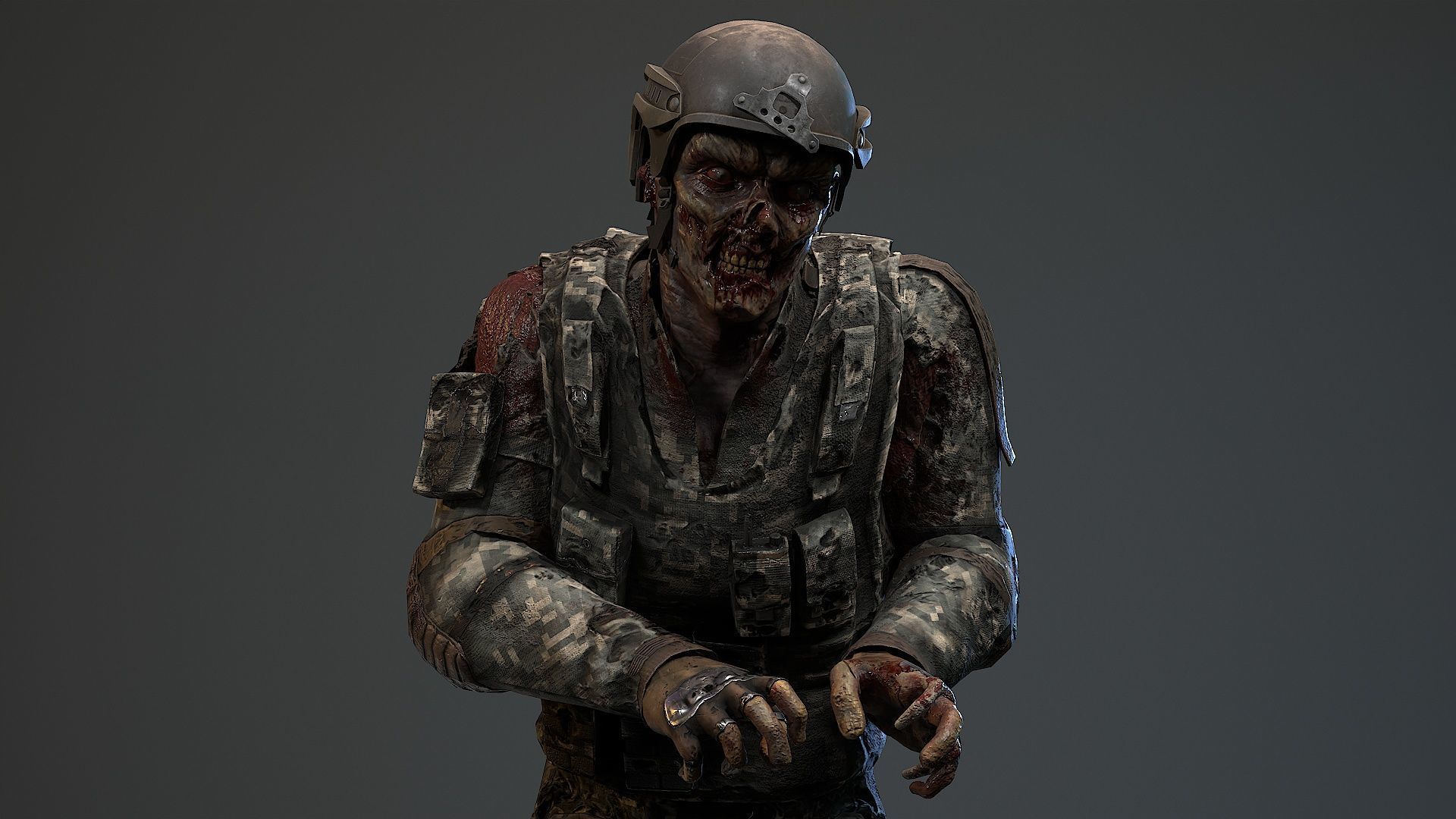 Military zombie set2 Low-poly 3D model_4