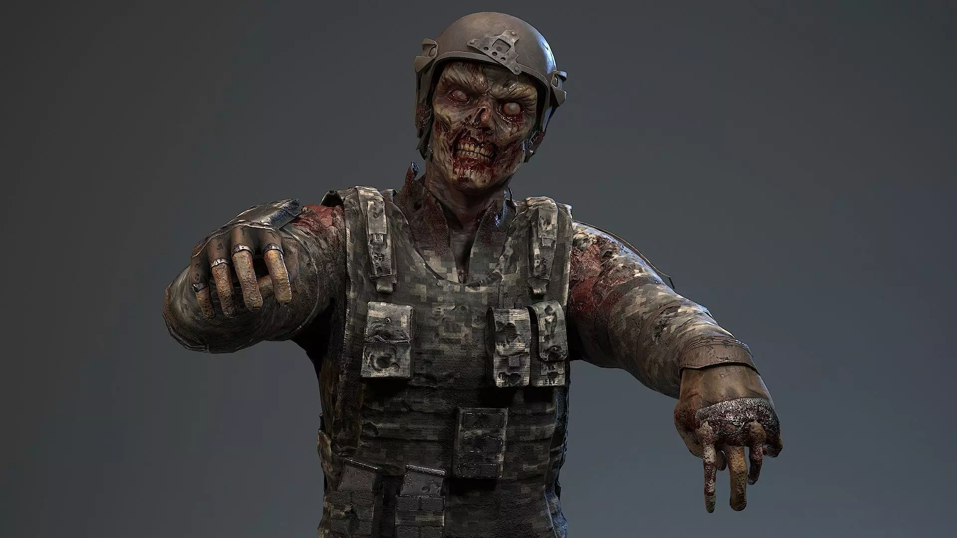 Military zombie set2 Low-poly 3D model_0