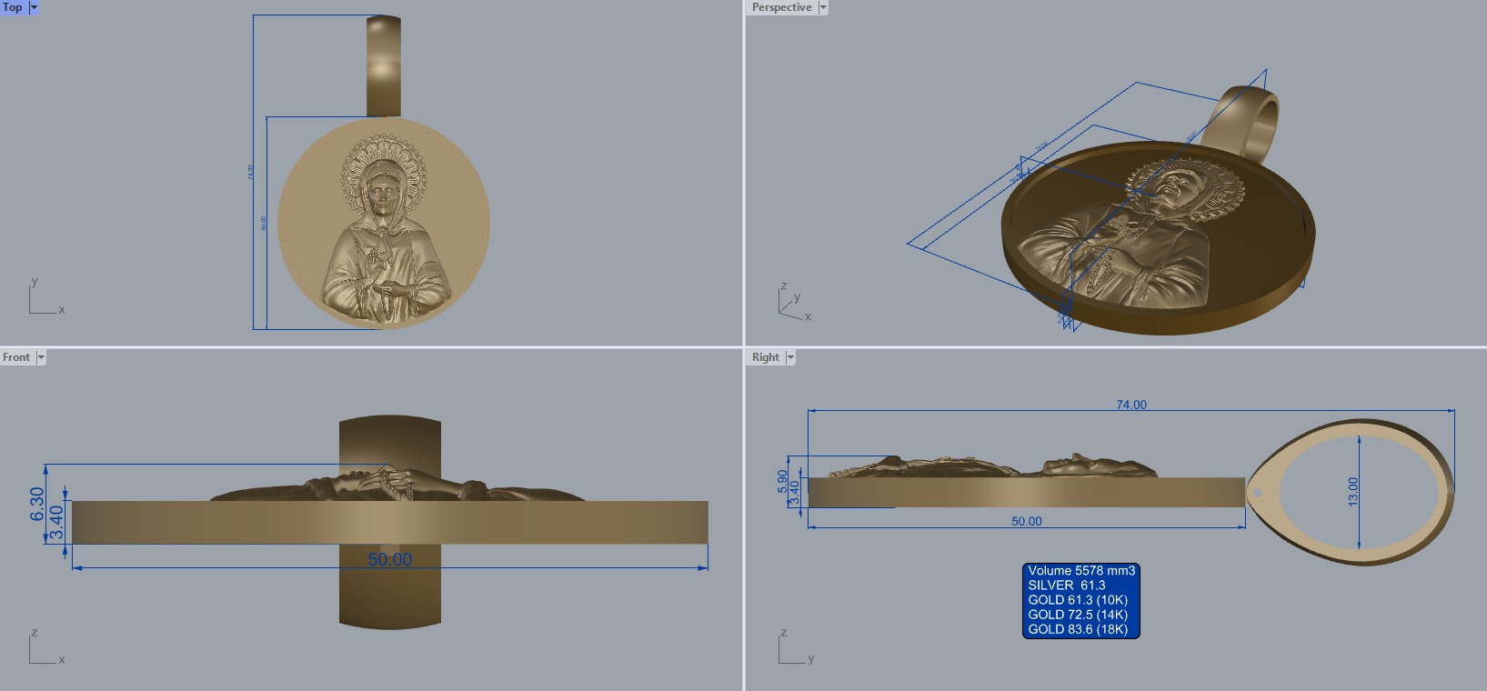 Pendant P 199 St Matrona 3D print model_15