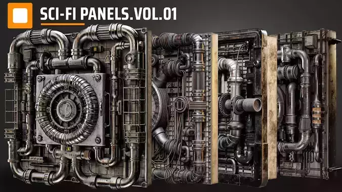 sci-fi panels vol 01 Low-poly 3D model sci-fi panels vol 01 Low-poly 3D model
