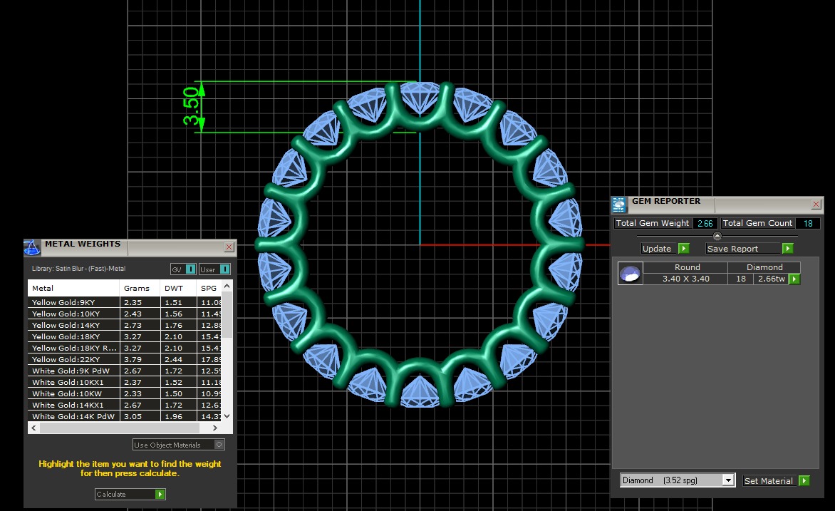 U Shaped Eternity Ring 3 point 4 mm stone size swiss 8 and EU48 3D print model_3