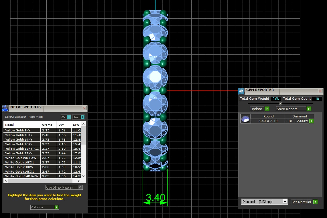 U Shaped Eternity Ring 3 point 4 mm stone size swiss 8 and EU48 3D print model_4