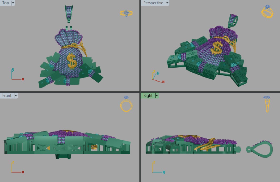 MONEY BAG PENDANT 3D print model_3