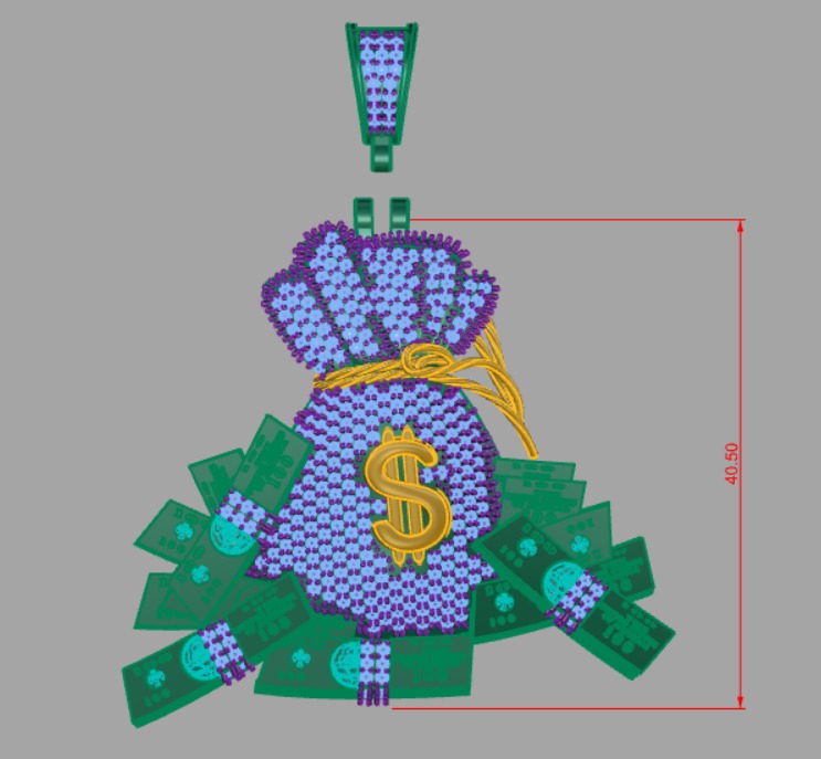 MONEY BAG PENDANT 3D print model_2