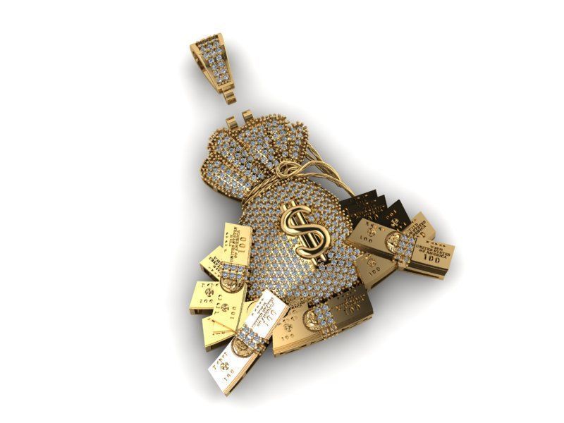 MONEY BAG PENDANT 3D print model_1