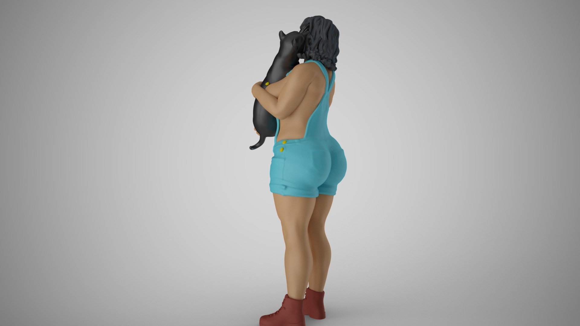 Woman Hugging her Dog 3D print model_8