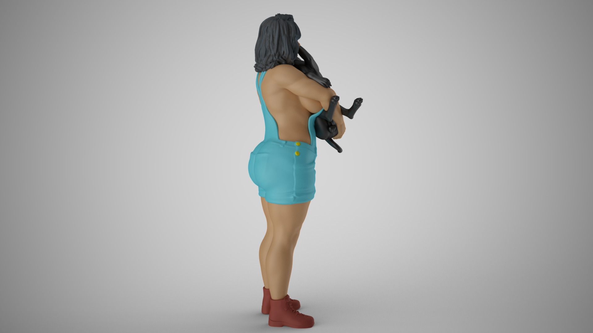 Woman Hugging her Dog 3D print model_5