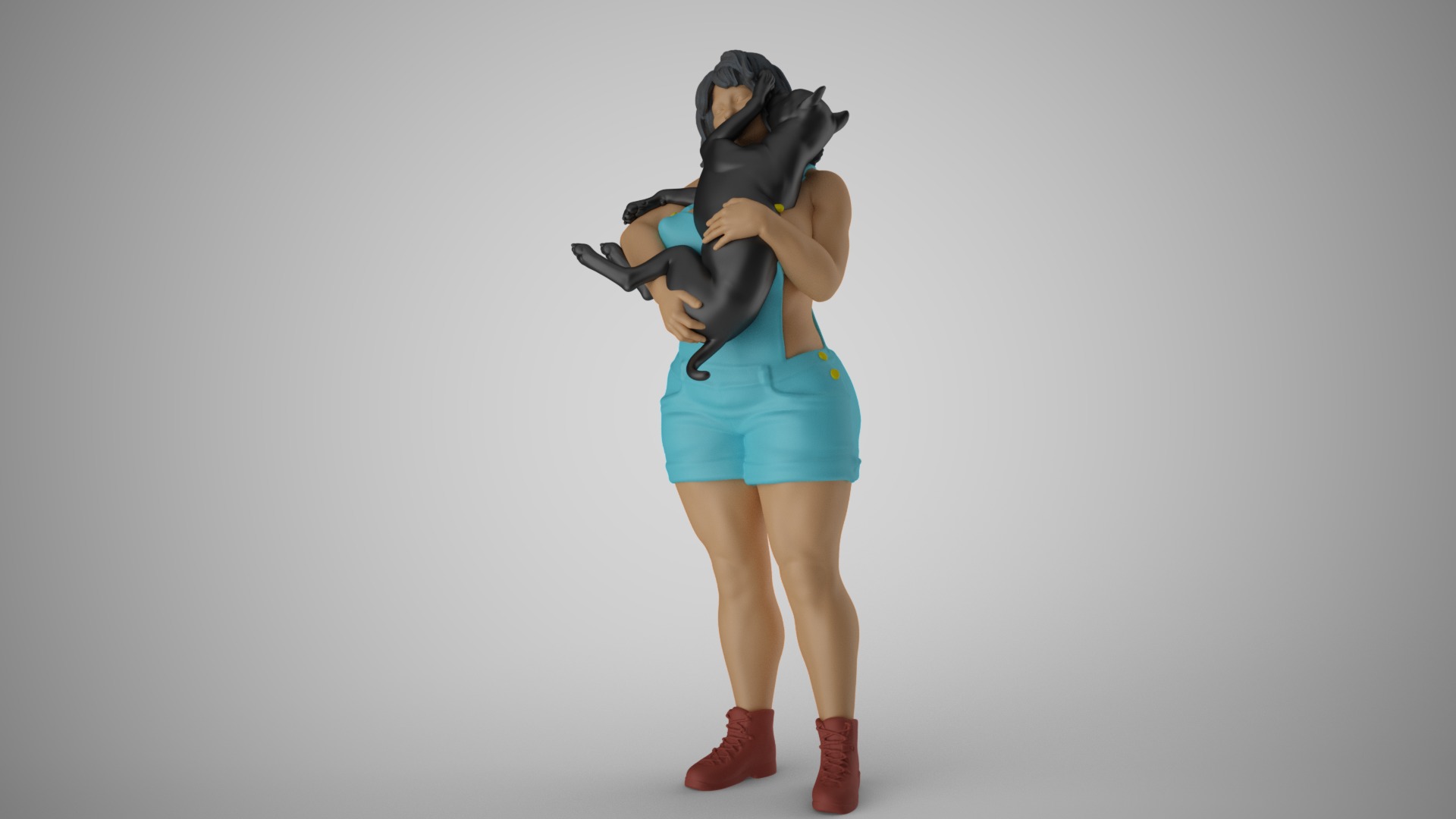 Woman Hugging her Dog 3D print model_9