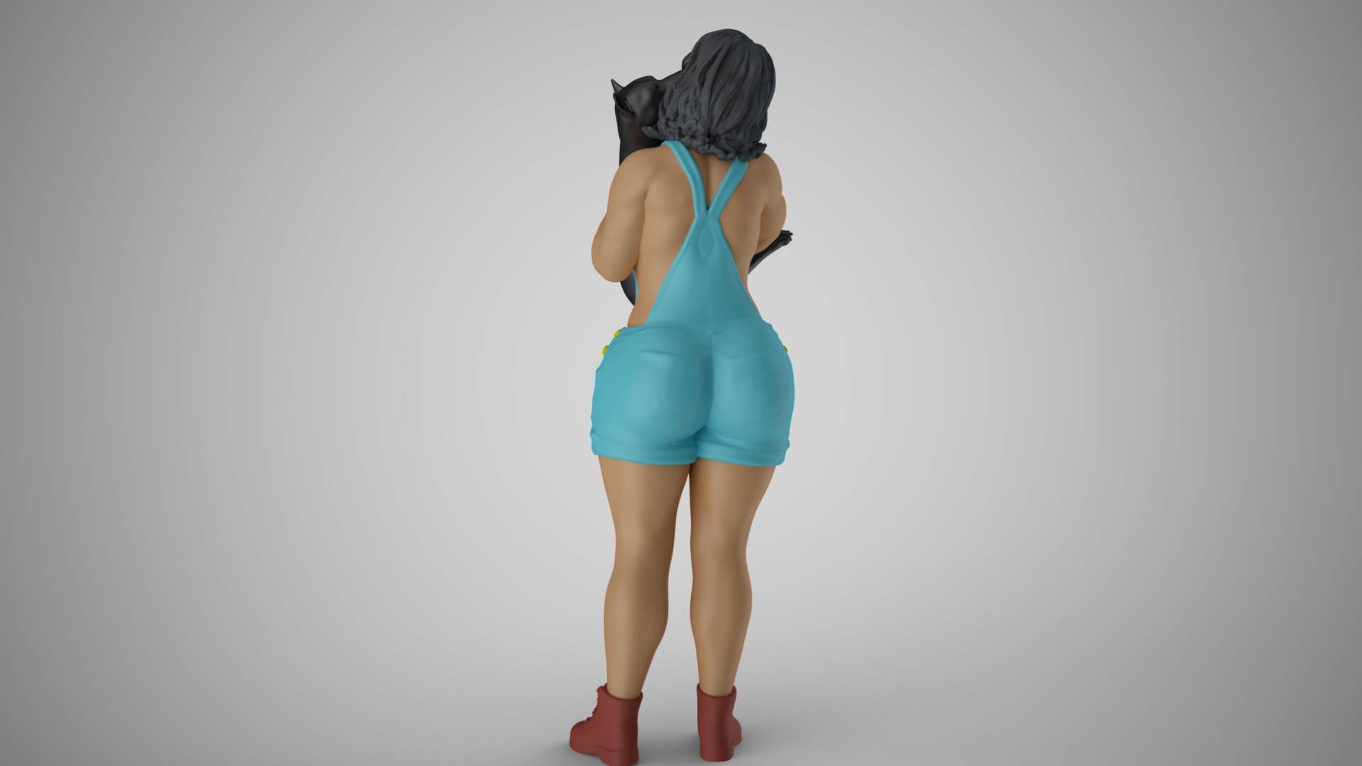 Woman Hugging her Dog 3D print model_7