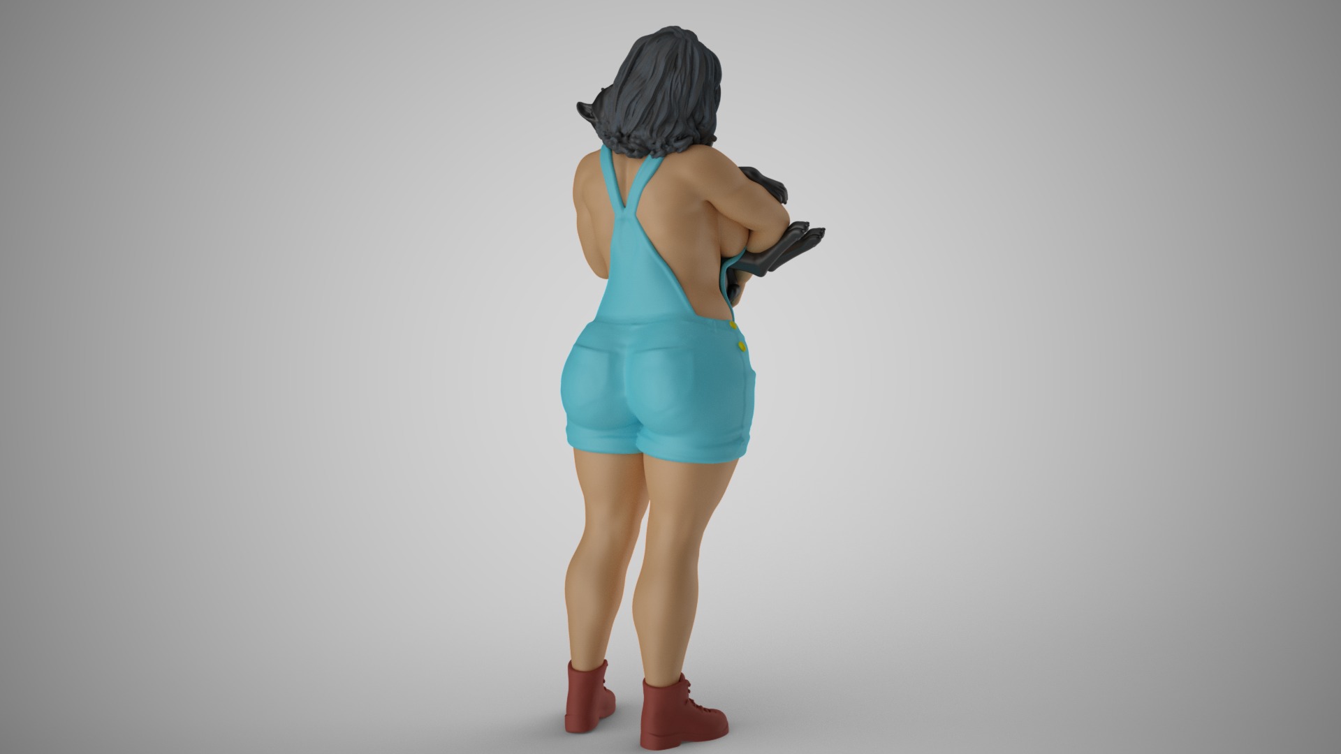 Woman Hugging her Dog 3D print model_6