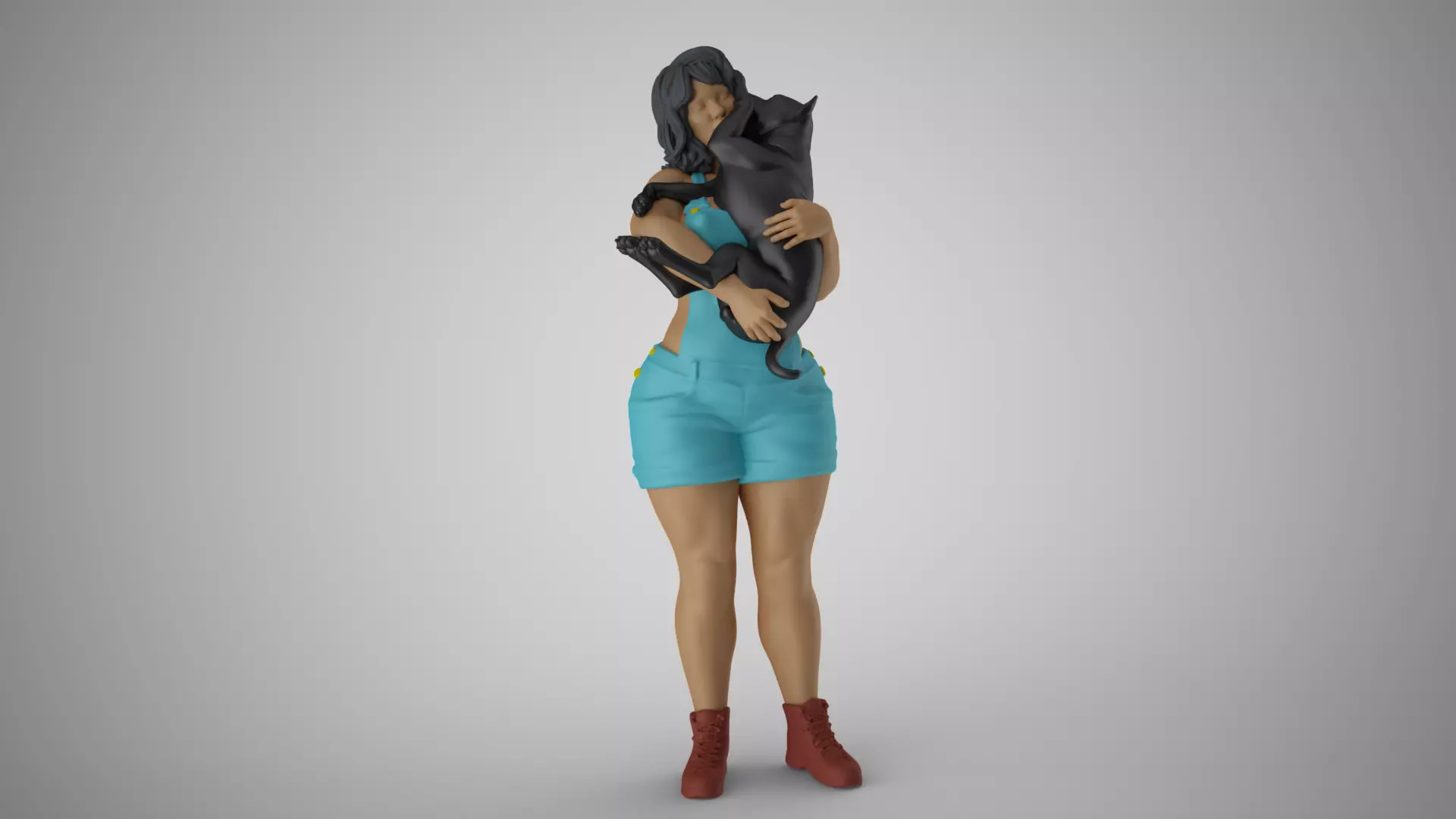Woman Hugging her Dog 3D print model_0