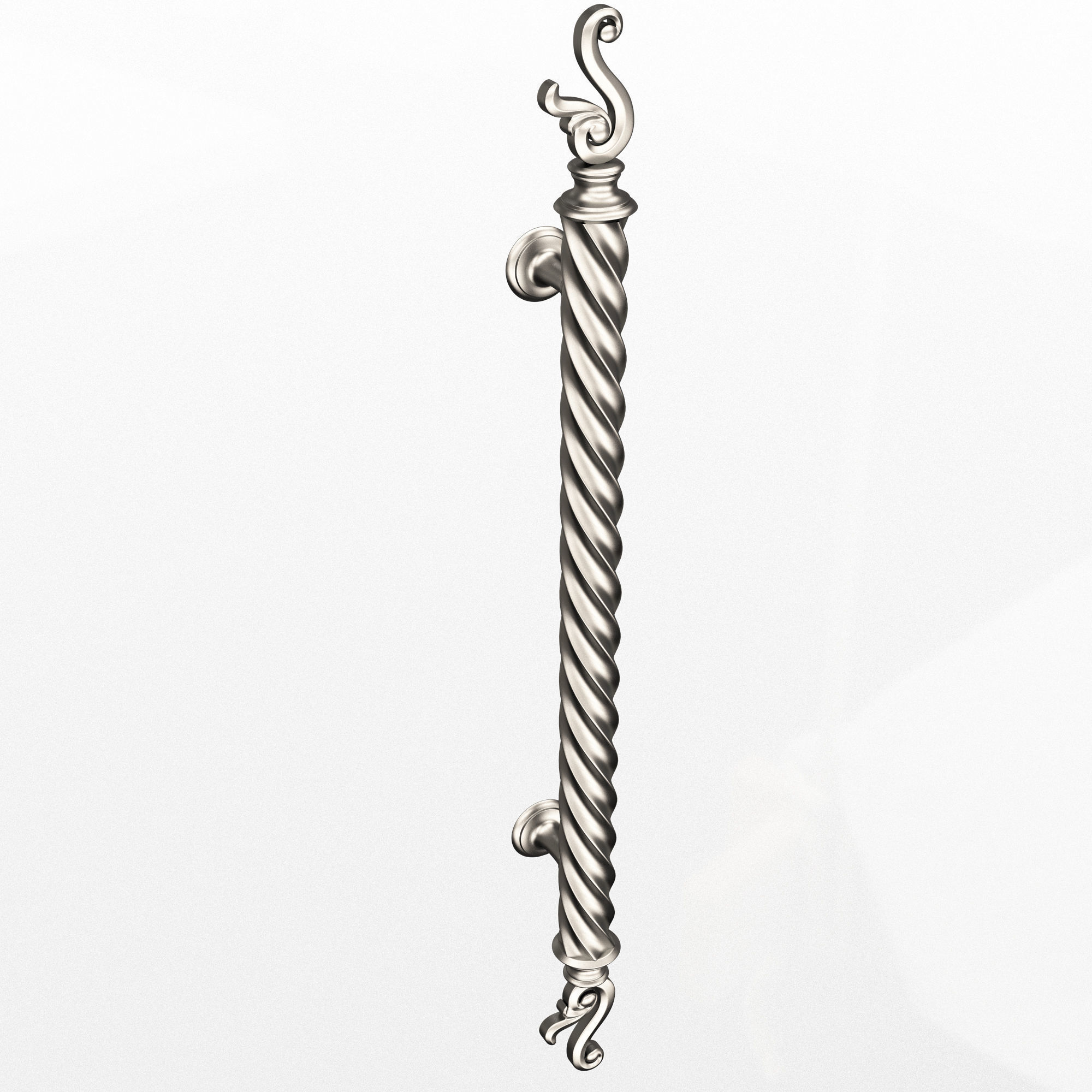 Classic Door Handle 07 Chrome Low-poly 3D model_2