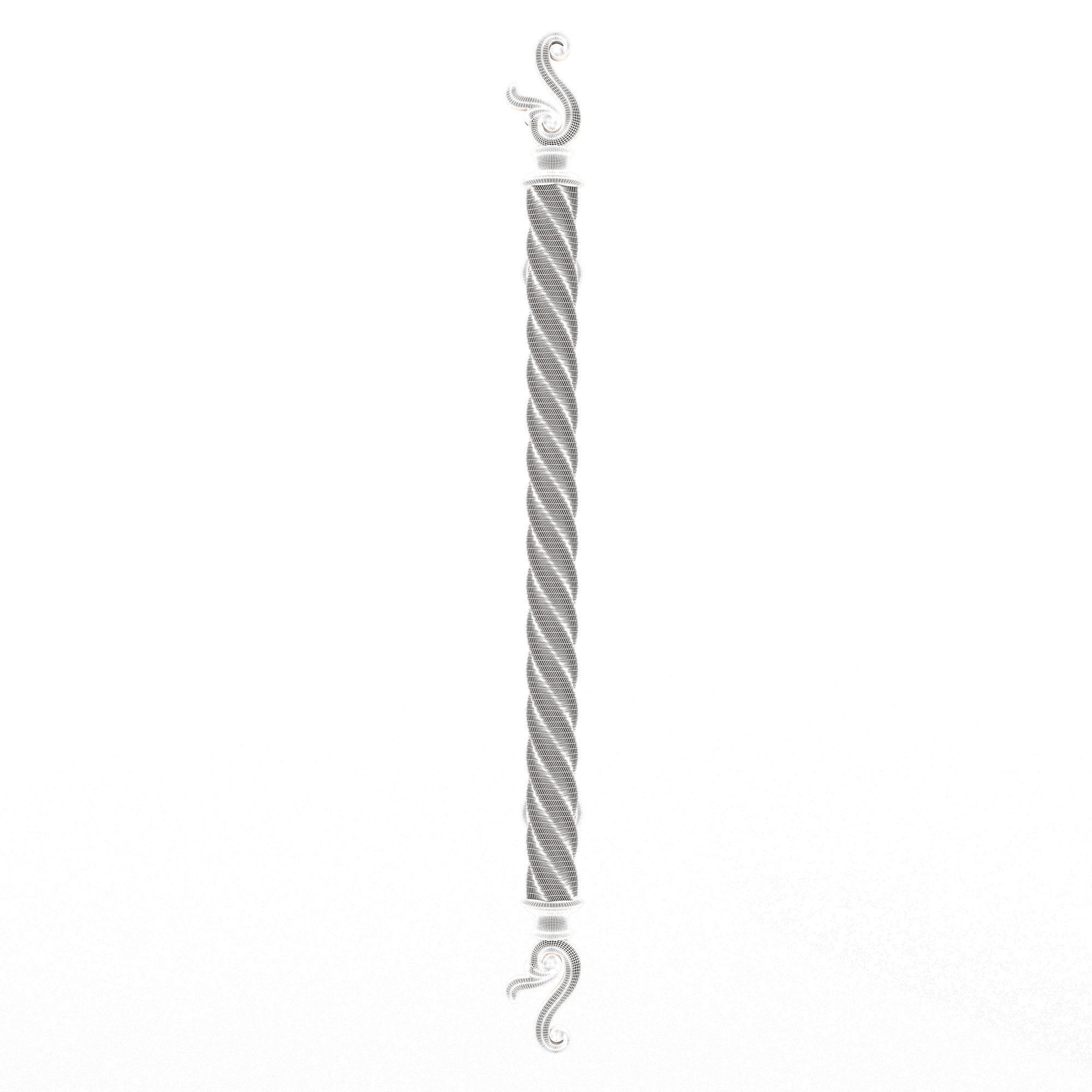 Classic Door Handle 07 Chrome Low-poly 3D model_7