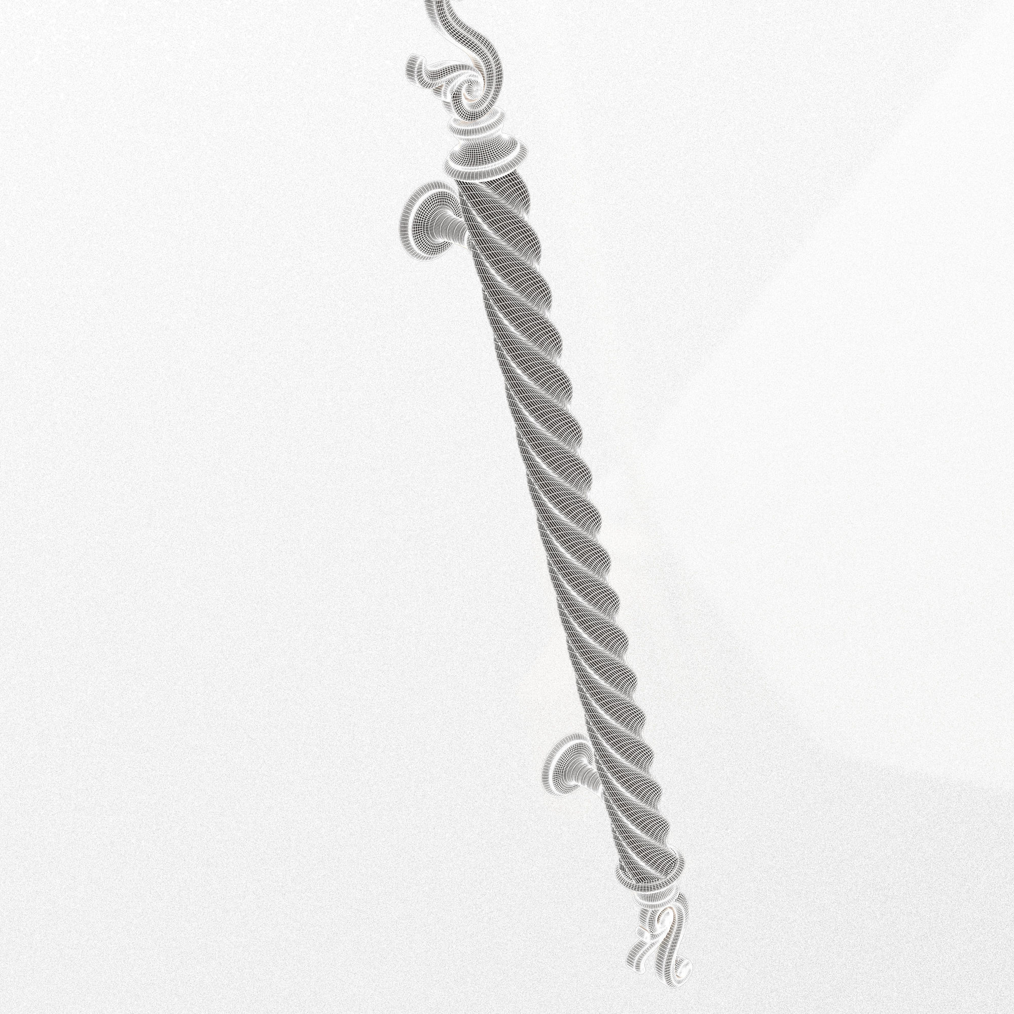 Classic Door Handle 07 Chrome Low-poly 3D model_15