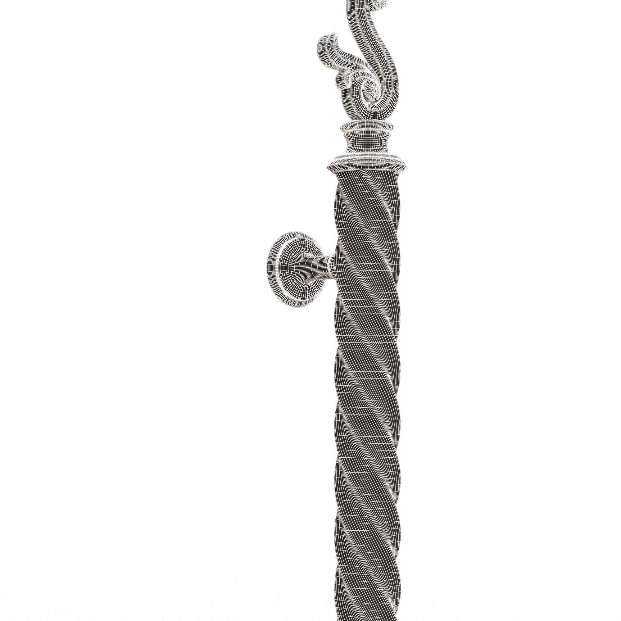 Classic Door Handle 07 Chrome Low-poly 3D model_13