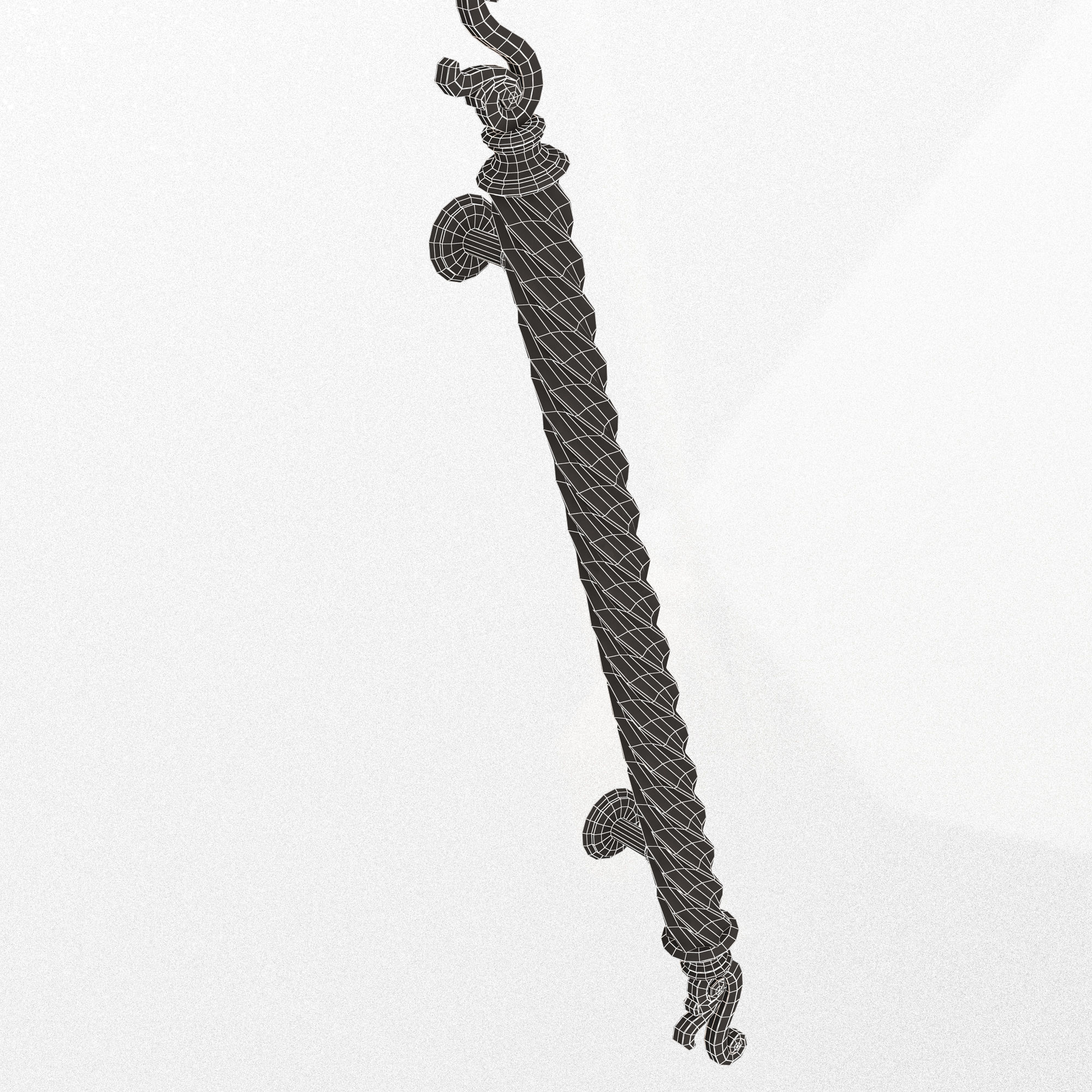 Classic Door Handle 07 Chrome Low-poly 3D model_10