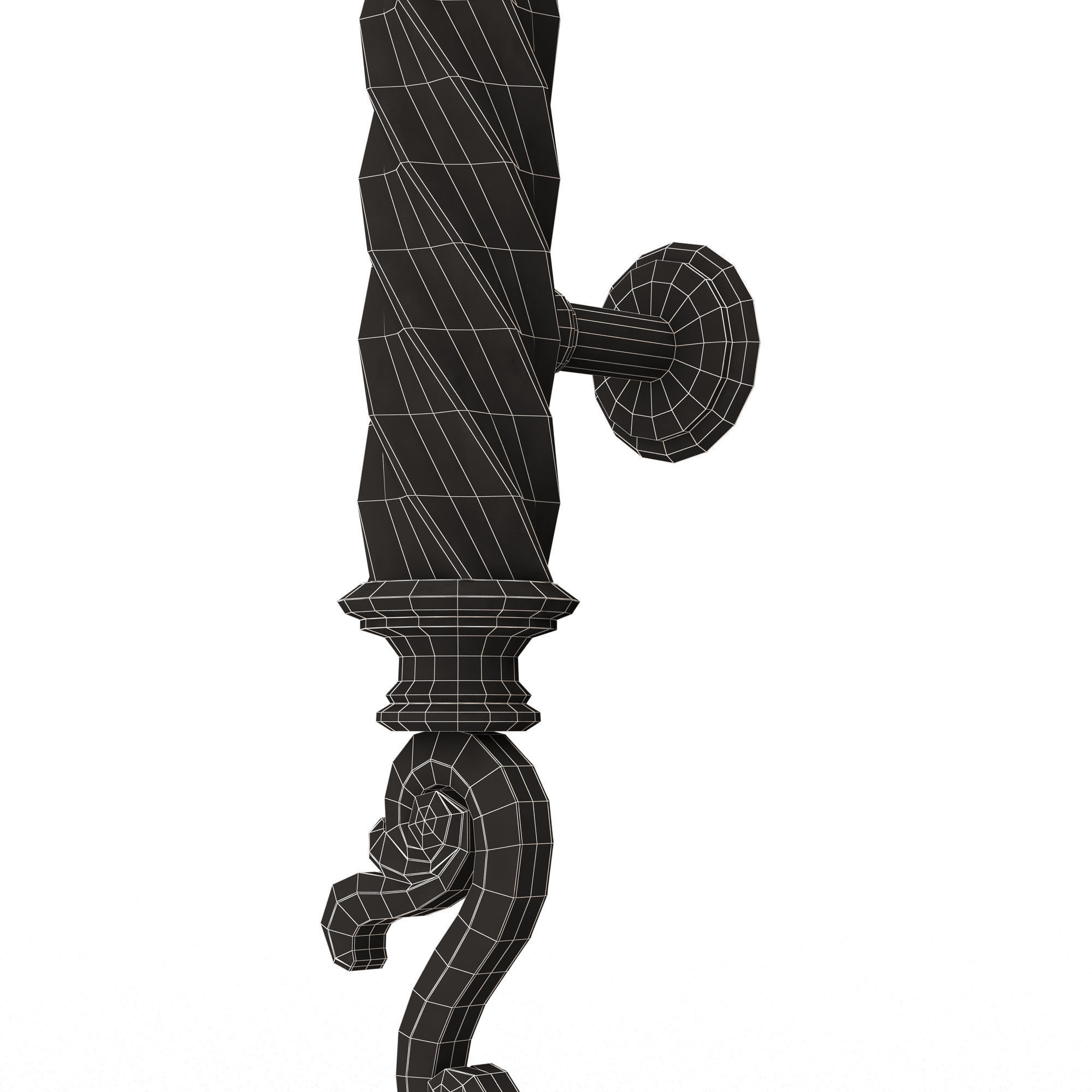 Classic Door Handle 07 Chrome Low-poly 3D model_9