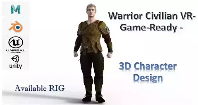  Warrior  Civilian VR- Game-Ready - 3D model