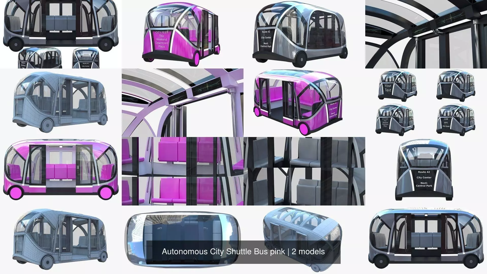 Autonomous City Shuttle Bus 3D Model Collection_0