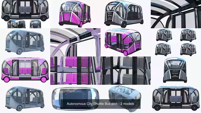 Autonomous City Shuttle Bus 3D Model Collection