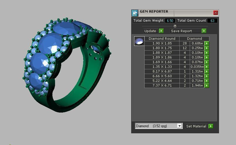 Precious Oval Stone with Diamond Ring 3D print model_10