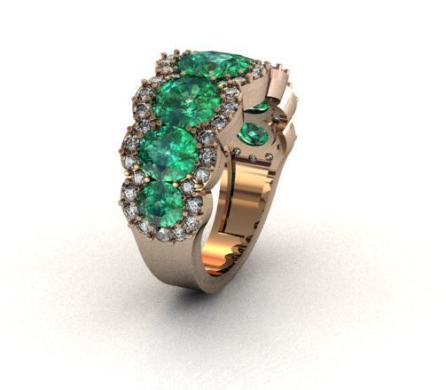 Precious Oval Stone with Diamond Ring 3D print model_8