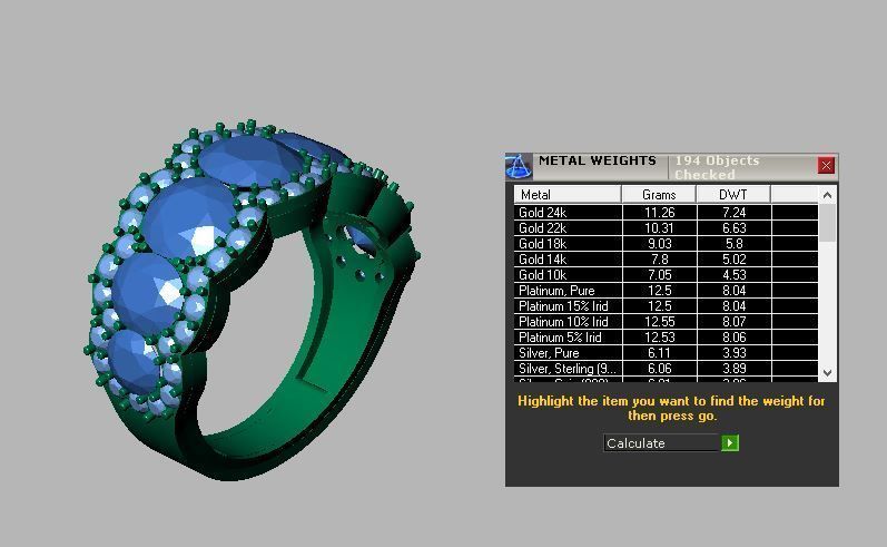 Precious Oval Stone with Diamond Ring 3D print model_9