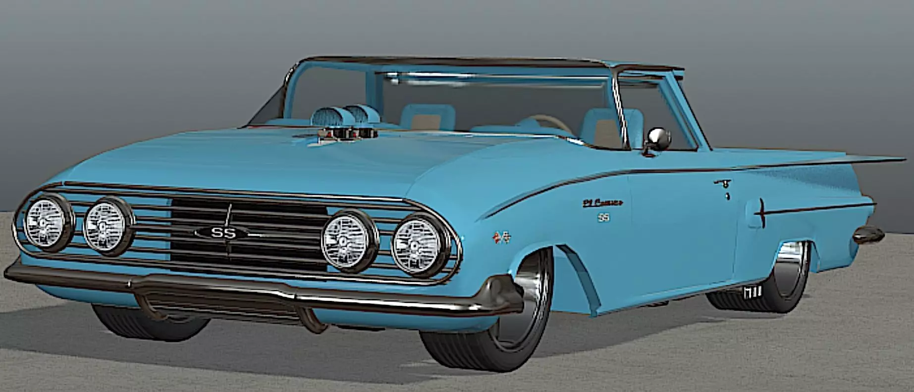 1960 El Camino SS Pro Street Car - High Poly 3D model