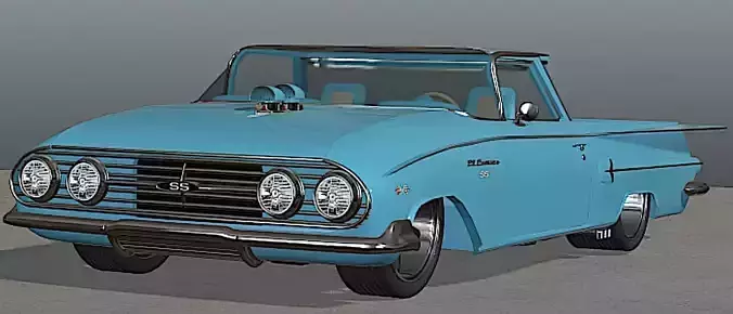 1960 El Camino SS Pro Street Car - High Poly 3D Model