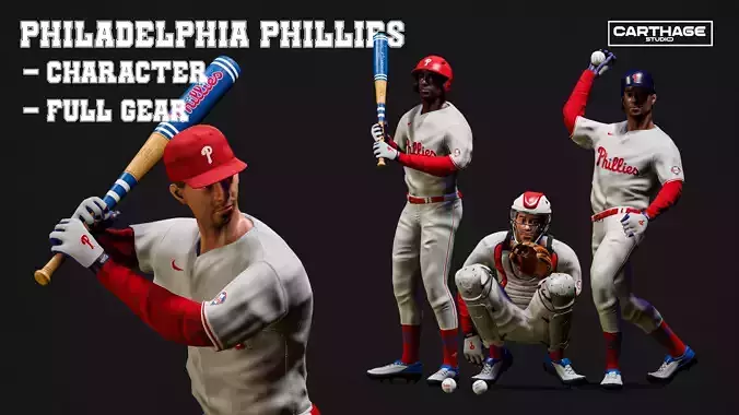Philadelphia Phillies Character And Essential Baseball Equipment