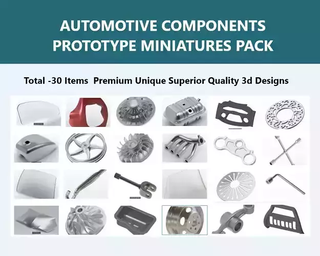 AUTOMOTIVE COMPONENTS PROTOTYPE MINIATURES PACK  3D Model Collection