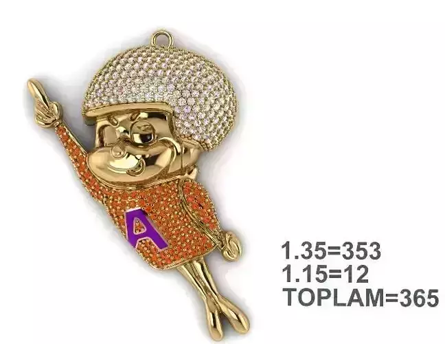 HIPHOP ATOMIC ANT pendant 3d wax resine projet jewellery